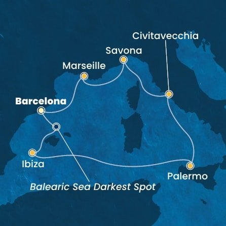 Španielsko, Taliansko, Francúzsko z Barcelony na lodi Costa Smeralda