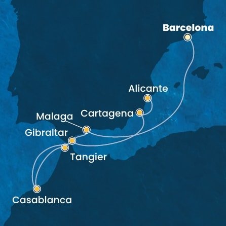 Španielsko, Maroko, Gibraltár z Barcelony na lodi Costa Pacifica