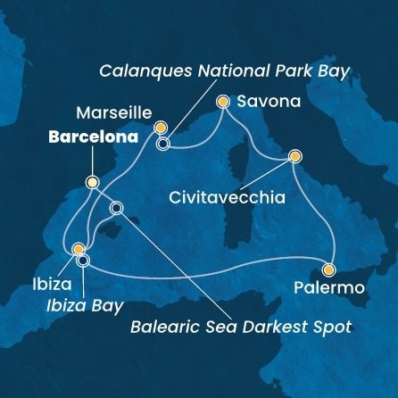 Španielsko, Taliansko, Francúzsko z Barcelony na lodi Costa Smeralda