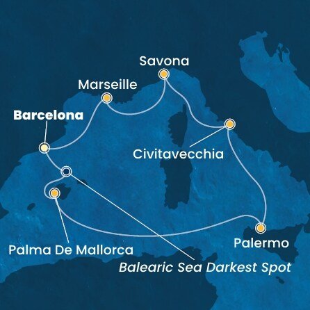 Španielsko, Taliansko, Francúzsko z Barcelony na lodi Costa Smeralda