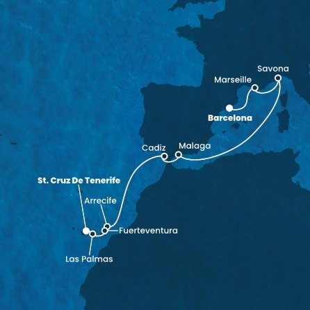 Španielsko, Francúzsko, Taliansko z Barcelony na lodi Costa Diadema