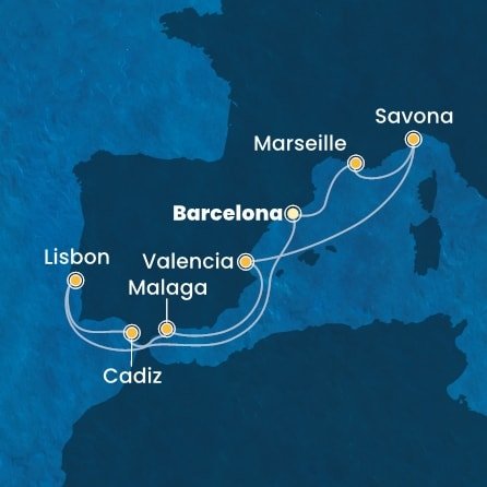 Španielsko, Portugalsko, Taliansko, Francúzsko z Barcelony na lodi Costa Pacifica