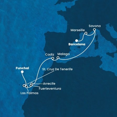 Španielsko, Francúzsko, Taliansko, Portugalsko z Barcelony na lodi Costa Diadema