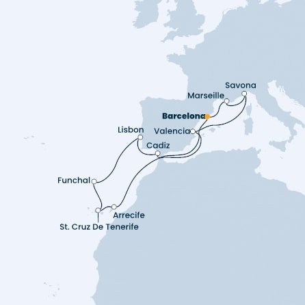 Španielsko, Francúzsko, Taliansko, Portugalsko z Barcelony na lodi Costa Diadema