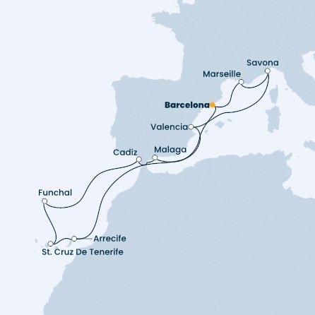 Španielsko, Francúzsko, Taliansko, Portugalsko z Barcelony na lodi Costa Diadema