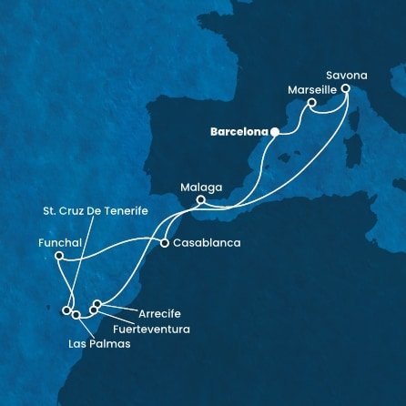 Španielsko, Francúzsko, Taliansko, Portugalsko, Maroko z Barcelony na lodi Costa Fortuna
