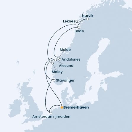Nemecko, Holandsko, Nórsko, z Andalsnes z Bremerhavenu na lodi Costa Favolosa