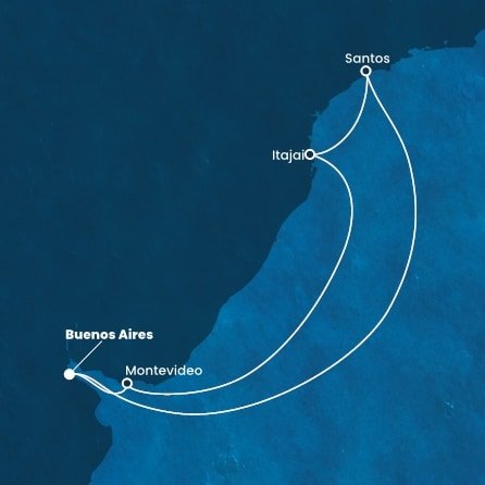 Argentína, Brazília, Uruguaj z Buenos Aires na lodi Costa Diadema
