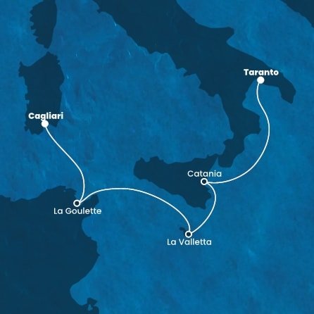 Taliansko, Tunisko, Malta z Cagliari na lodi Costa Fascinosa