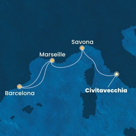 Taliansko, Francúzsko, Španielsko z Civitavechie na lodi Costa Toscana