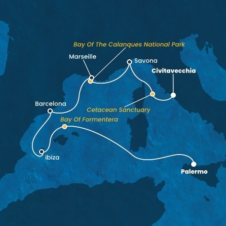 Taliansko, , Francúzsko, Španielsko z Civitavechie na lodi Costa Toscana