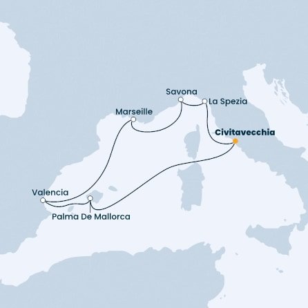 Taliansko, Španielsko, Francúzsko z Civitavechie na lodi Costa Diadema
