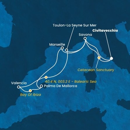 Taliansko, Francúzsko, Španielsko,  z Civitavechie na lodi Costa Pacifica