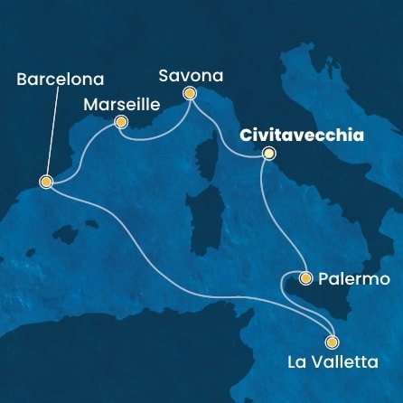 Taliansko, Francúzsko, Španielsko, Malta z Civitavechie na lodi Costa Pacifica
