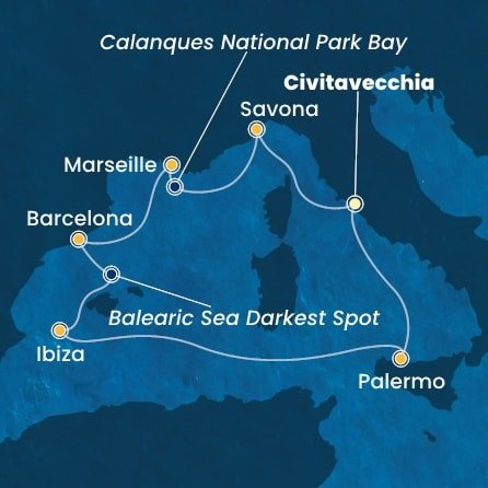Taliansko, Francúzsko, Španielsko z Civitavechie na lodi Costa Smeralda