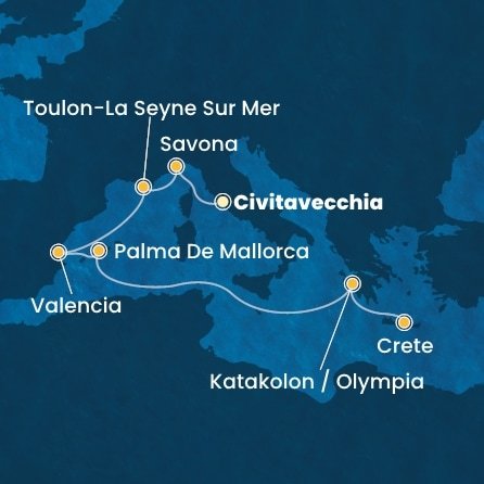 Taliansko, Francúzsko, Španielsko, Grécko z Civitavechie na lodi Costa Pacifica