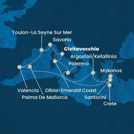 Taliansko, Francúzsko, Španielsko, Grécko z Civitavechie na lodi Costa Pacifica
