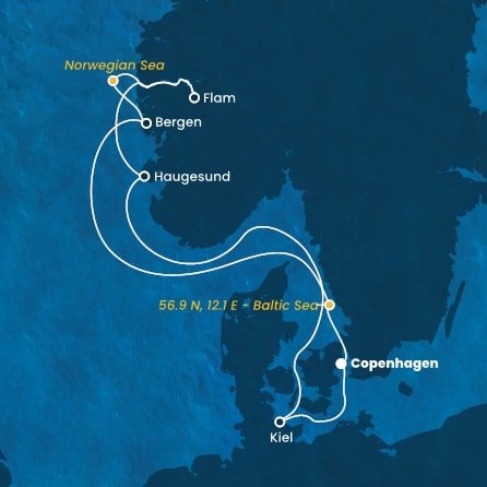 Dánsko, , Nórsko, Nemecko z Kodaně na lodi Costa Diadema