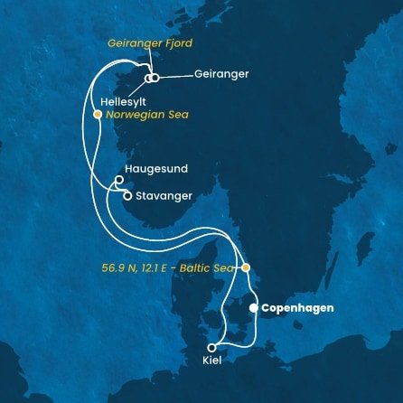 Dánsko, , Nórsko, Nemecko z Kodaně na lodi Costa Diadema