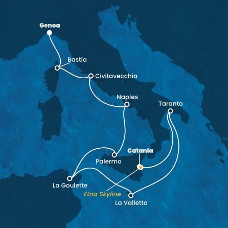 Taliansko, , Malta, Tunisko, Francúzsko z Katánie na lodi Costa Fascinosa