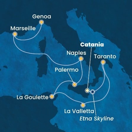 Taliansko, Malta, Tunisko, Francúzsko z Katánie na lodi Costa Fascinosa
