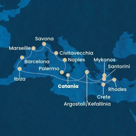 Taliansko, Grécko, Španielsko, Francúzsko z Katánie na lodi Costa Fascinosa