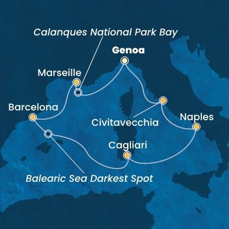 Taliansko, Francúzsko, Španielsko, Sardínia z Janova na lodi Costa Toscana