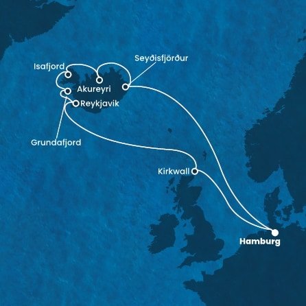 Nemecko, Island, Veľká Británia z Hamburgu na lodi Costa Favolosa