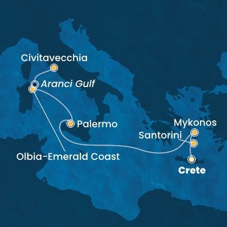 Kréta, Grécko, Taliansko z Heraklionu na lodi Costa Pacifica