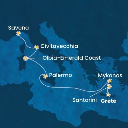 Grécko, Taliansko z Heraklionu na lodi Costa Pacifica