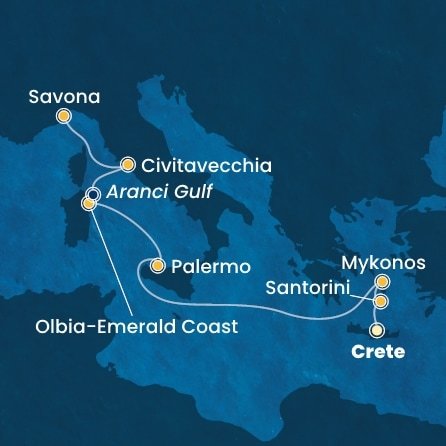 Kréta, Grécko, Taliansko z Heraklionu na lodi Costa Pacifica