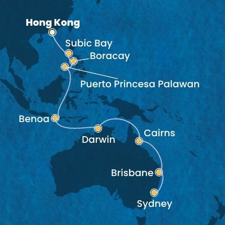 Čína, Filipíny, Indonézia, Austrália z Hong Kongu na lodi Costa Serena