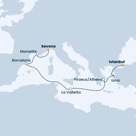 Turecko, Grécko, Malta, Španielsko, Francúzsko, Taliansko z Istanbulu na lodi Costa Fortuna