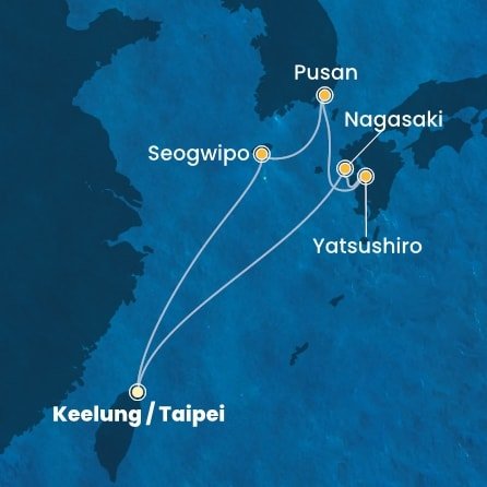 Tchaj-wan, Južná Kórea, Japonsko z Keelungu (Taipeje) na lodi Costa Serena