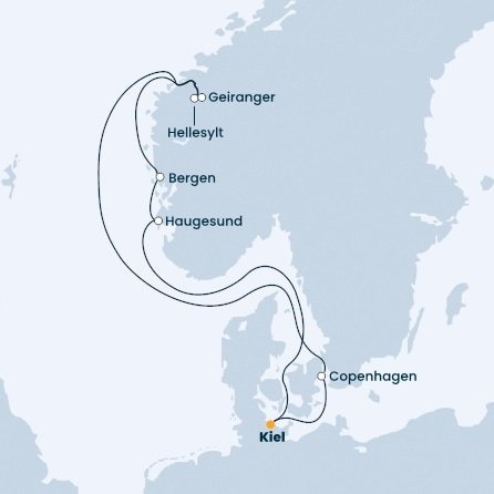 Nemecko, Dánsko, Nórsko z Kielu na lodi Costa Firenze
