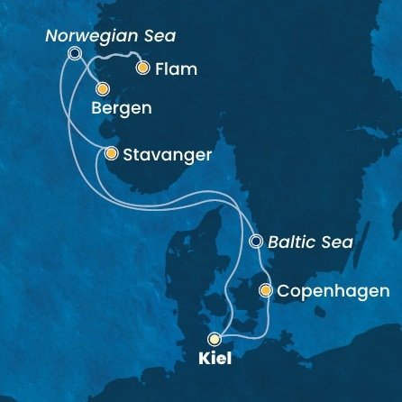 Nemecko, Dánsko, Nórsko z Kielu na lodi Costa Diadema