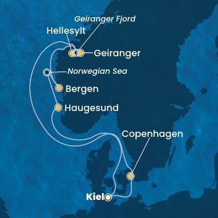 Nemecko, Dánsko, Nórsko z Kielu na lodi Costa Diadema