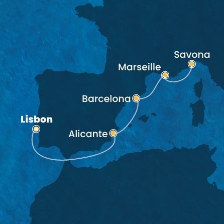 Portugalsko, Španielsko, Francúzsko, Taliansko z Lisabonu na lodi Costa Pacifica