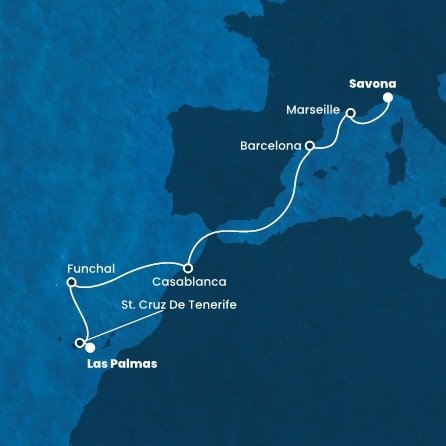 Španielsko, Portugalsko, Maroko, Francúzsko, Taliansko z Las Palmas na lodi Costa Fortuna