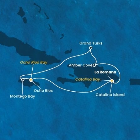 Dominikánska republika, Jamajka, , Veľká Británia z La Romany na lodi Costa Fascinosa