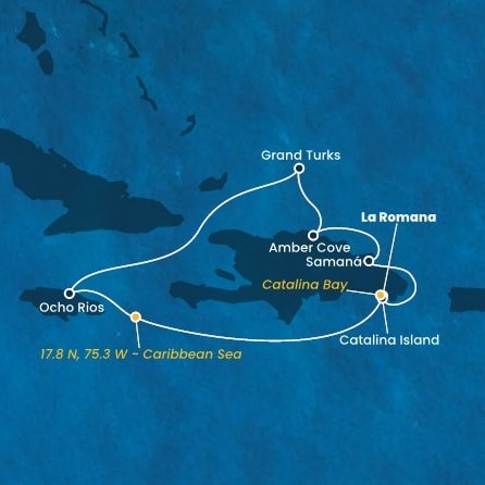 Dominikánska republika, , Jamajka, Veľká Británia z La Romany na lodi Costa Fascinosa