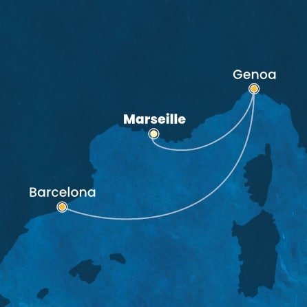 Francúzsko, Taliansko, Španielsko z Marseille na lodi Costa Favolosa