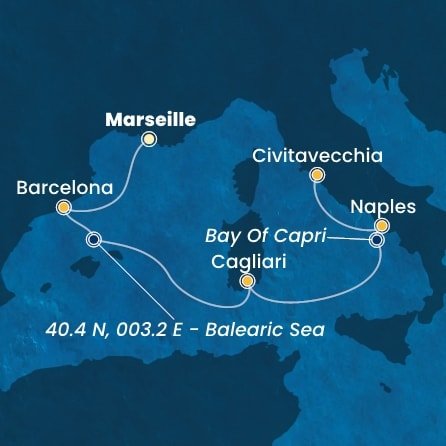 Francúzsko, Španielsko, Taliansko z Marseille na lodi Costa Smeralda