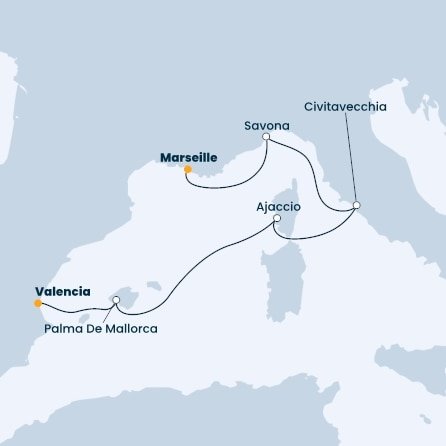 Francúzsko, Taliansko, Španielsko z Marseille na lodi Costa Diadema