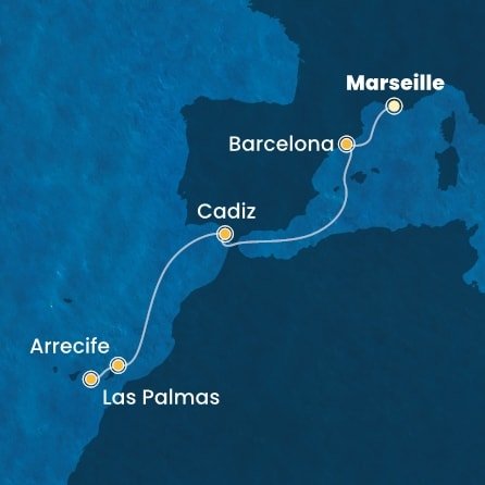 Francúzsko, Španielsko z Marseille na lodi Costa Pacifica