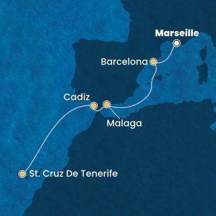 Francúzsko, Španielsko z Marseille na lodi Costa Smeralda