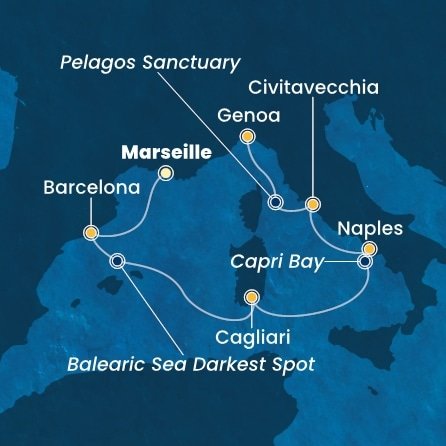 Francúzsko, Španielsko, Taliansko z Marseille na lodi Costa Smeralda