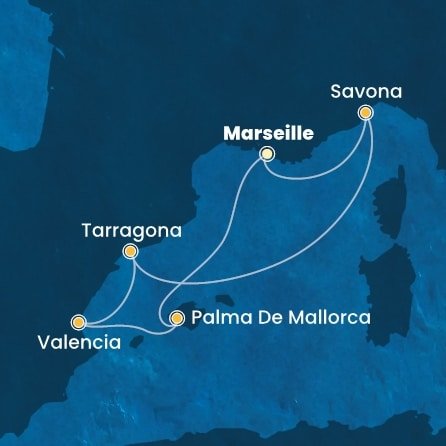 Francúzsko, Taliansko, Španielsko z Marseille na lodi Costa Diadema