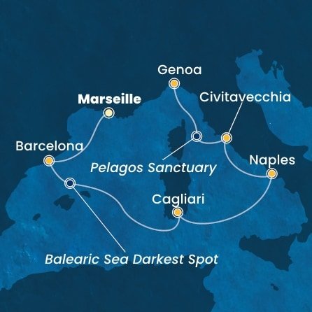 Francúzsko, Španielsko, Taliansko z Marseille na lodi Costa Smeralda