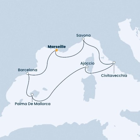 Francúzsko, Taliansko, Španielsko z Marseille na lodi Costa Diadema